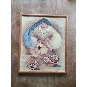 Framed Native American Art Vintage